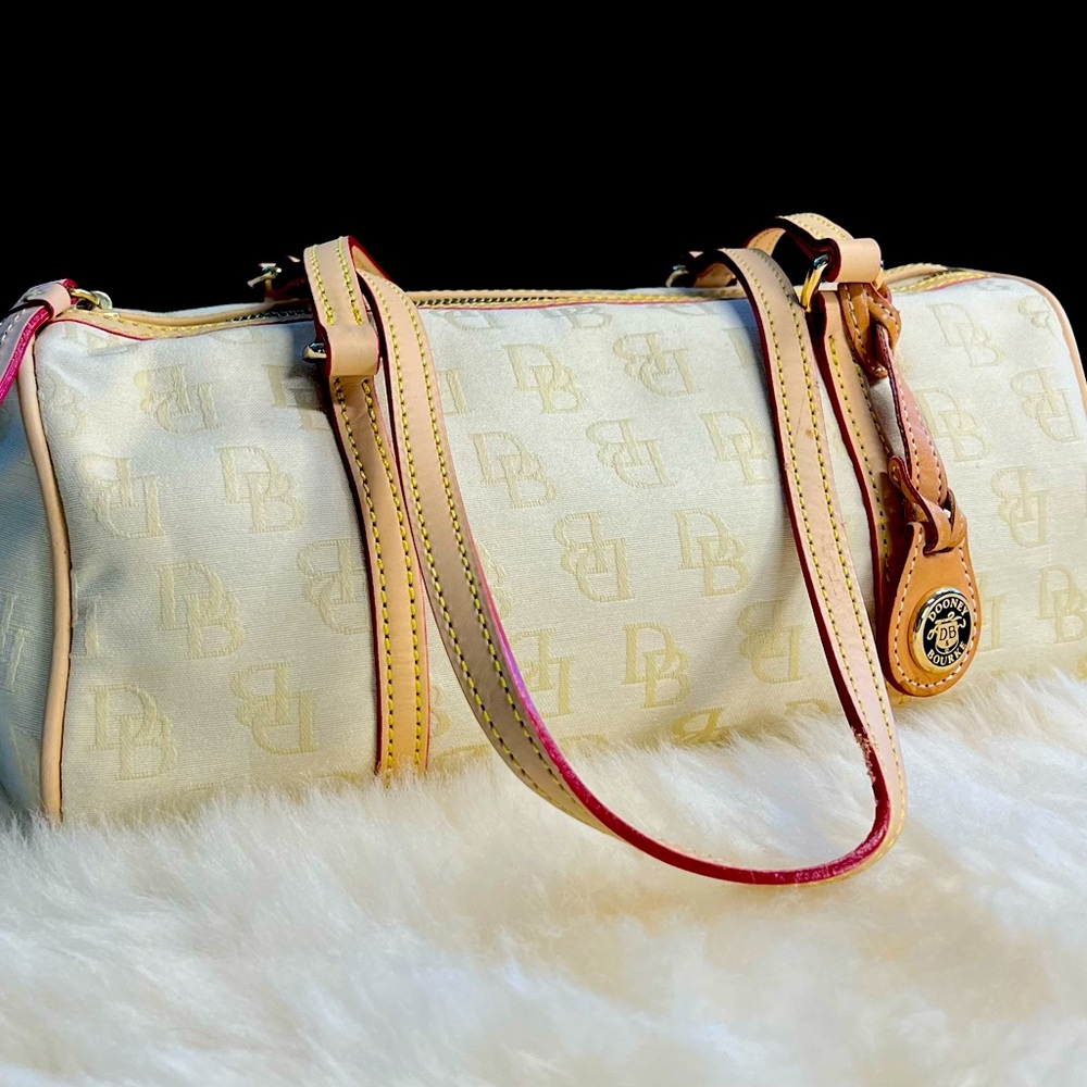 Vintage Style Dooney And Bourke Signature Canvas Barrel Duffel Handbag